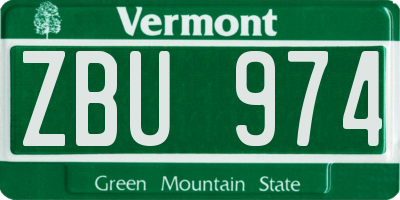 VT license plate ZBU974