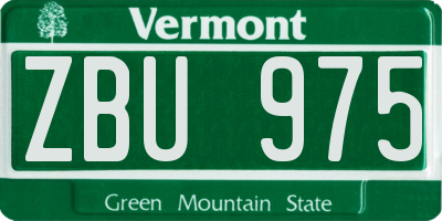 VT license plate ZBU975