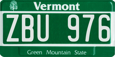 VT license plate ZBU976