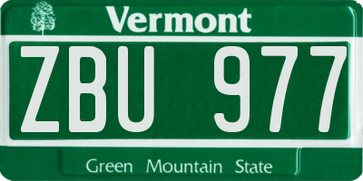 VT license plate ZBU977