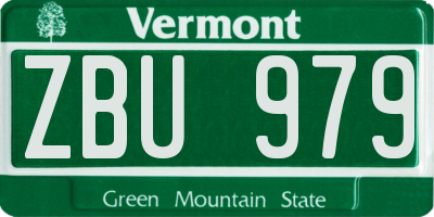 VT license plate ZBU979
