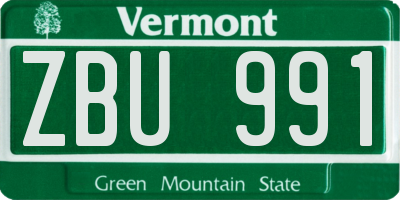 VT license plate ZBU991
