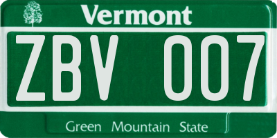 VT license plate ZBV007