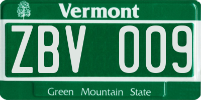 VT license plate ZBV009