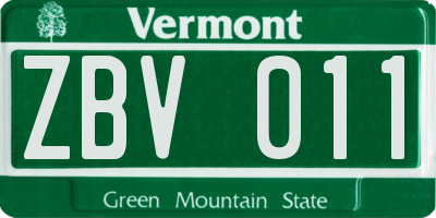VT license plate ZBV011