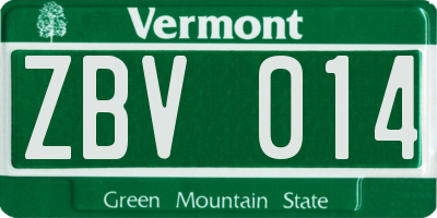 VT license plate ZBV014