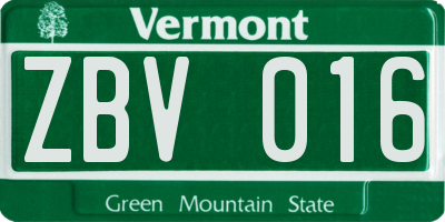 VT license plate ZBV016