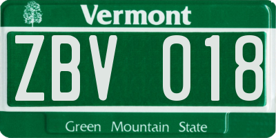VT license plate ZBV018