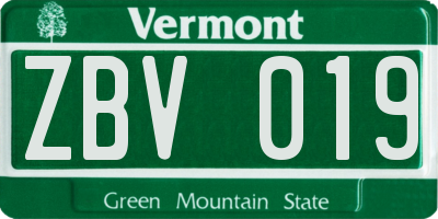 VT license plate ZBV019