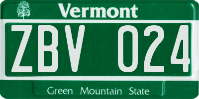 VT license plate ZBV024