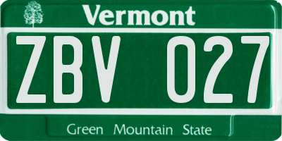 VT license plate ZBV027