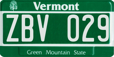 VT license plate ZBV029