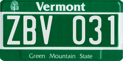 VT license plate ZBV031