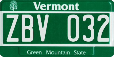 VT license plate ZBV032