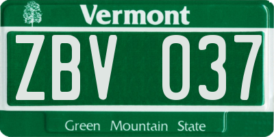VT license plate ZBV037