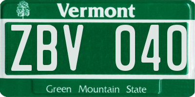 VT license plate ZBV040