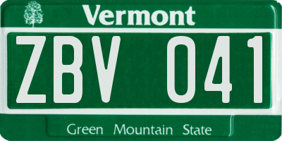VT license plate ZBV041
