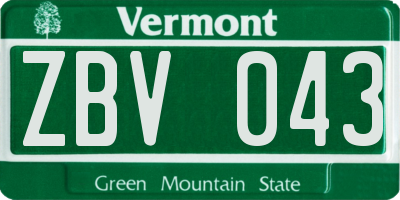 VT license plate ZBV043