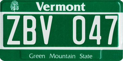 VT license plate ZBV047