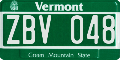 VT license plate ZBV048