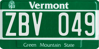 VT license plate ZBV049