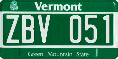 VT license plate ZBV051