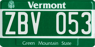 VT license plate ZBV053