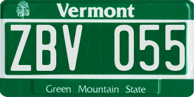 VT license plate ZBV055