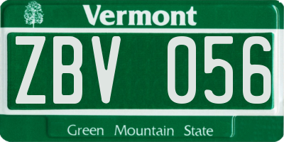 VT license plate ZBV056