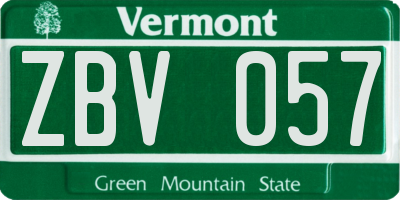 VT license plate ZBV057