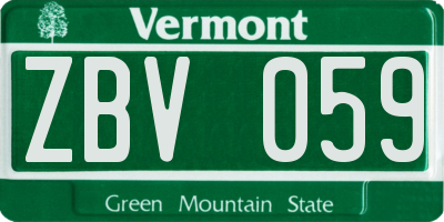 VT license plate ZBV059