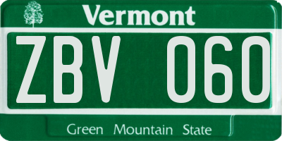 VT license plate ZBV060