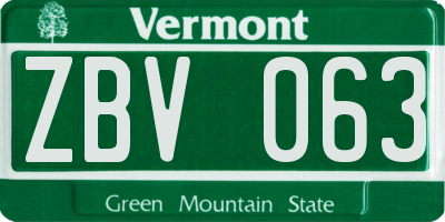 VT license plate ZBV063