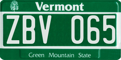 VT license plate ZBV065