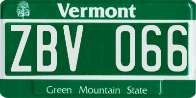 VT license plate ZBV066