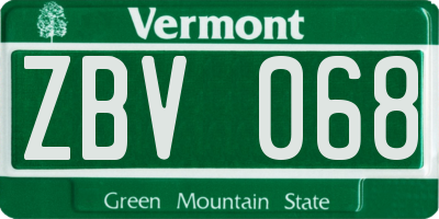 VT license plate ZBV068