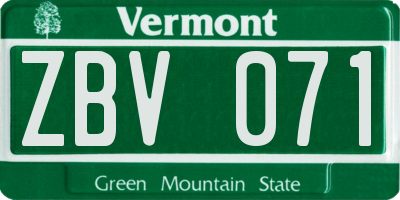 VT license plate ZBV071