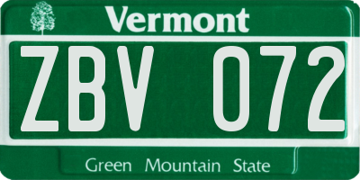 VT license plate ZBV072
