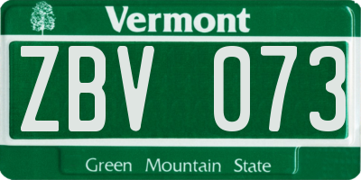 VT license plate ZBV073