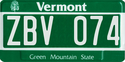 VT license plate ZBV074