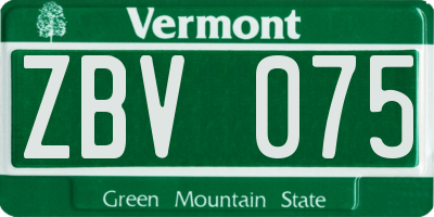 VT license plate ZBV075