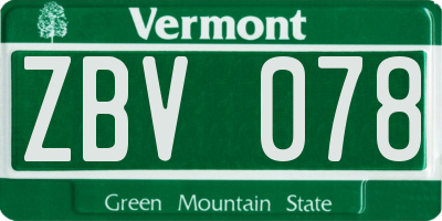 VT license plate ZBV078