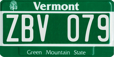 VT license plate ZBV079