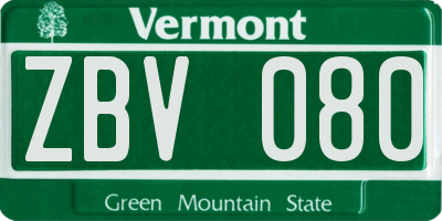 VT license plate ZBV080