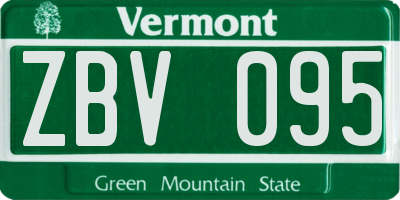 VT license plate ZBV095