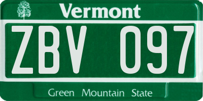 VT license plate ZBV097