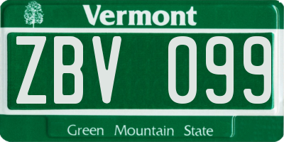 VT license plate ZBV099