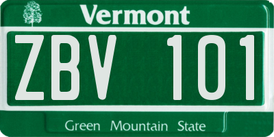 VT license plate ZBV101
