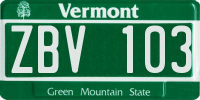 VT license plate ZBV103