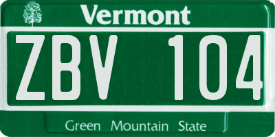 VT license plate ZBV104
